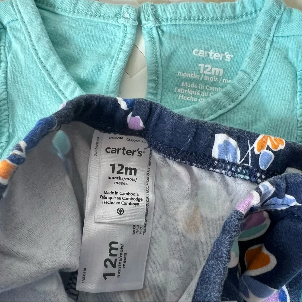 CARTERS Ruffle Bodysuits & Floral Leggings Bundle, 12mo